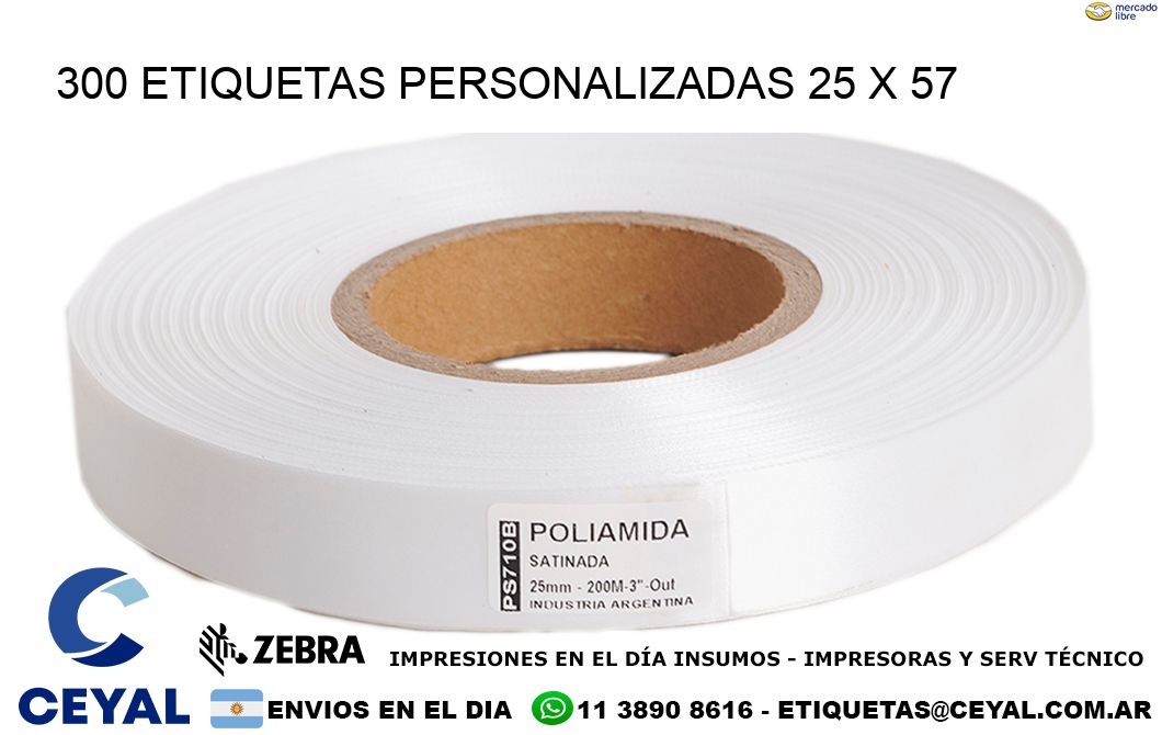 300 ETIQUETAS PERSONALIZADAS 25 x 57