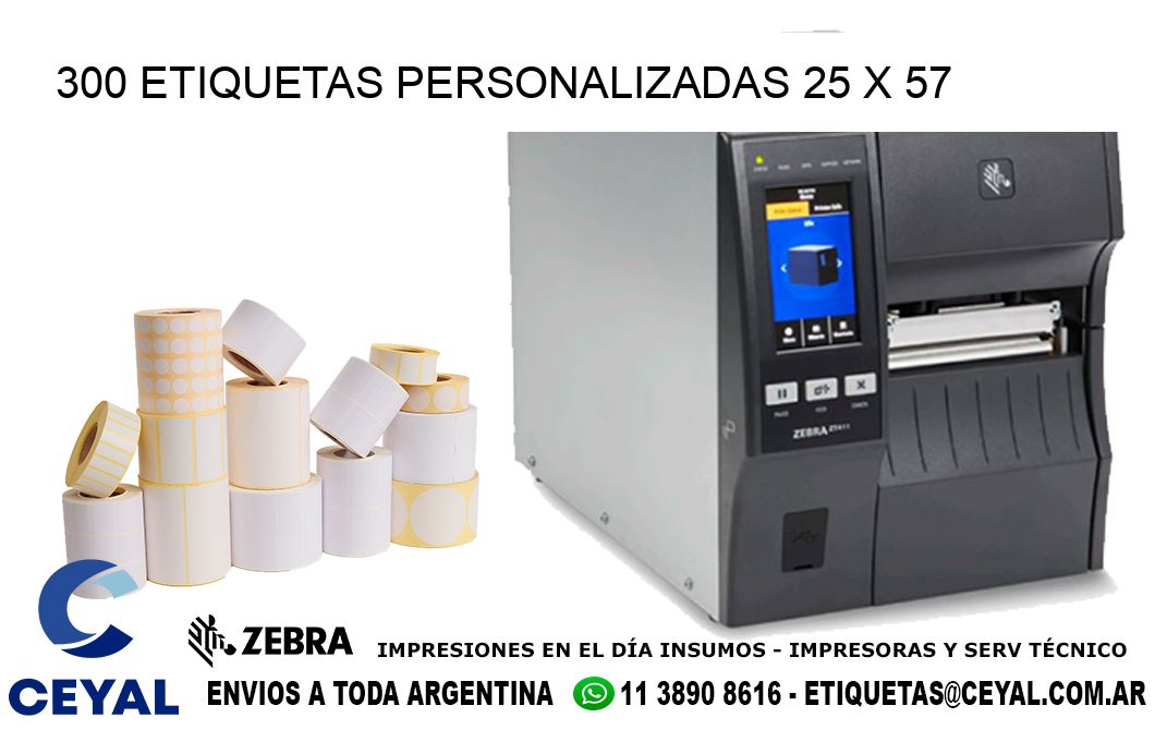 300 ETIQUETAS PERSONALIZADAS 25 x 57