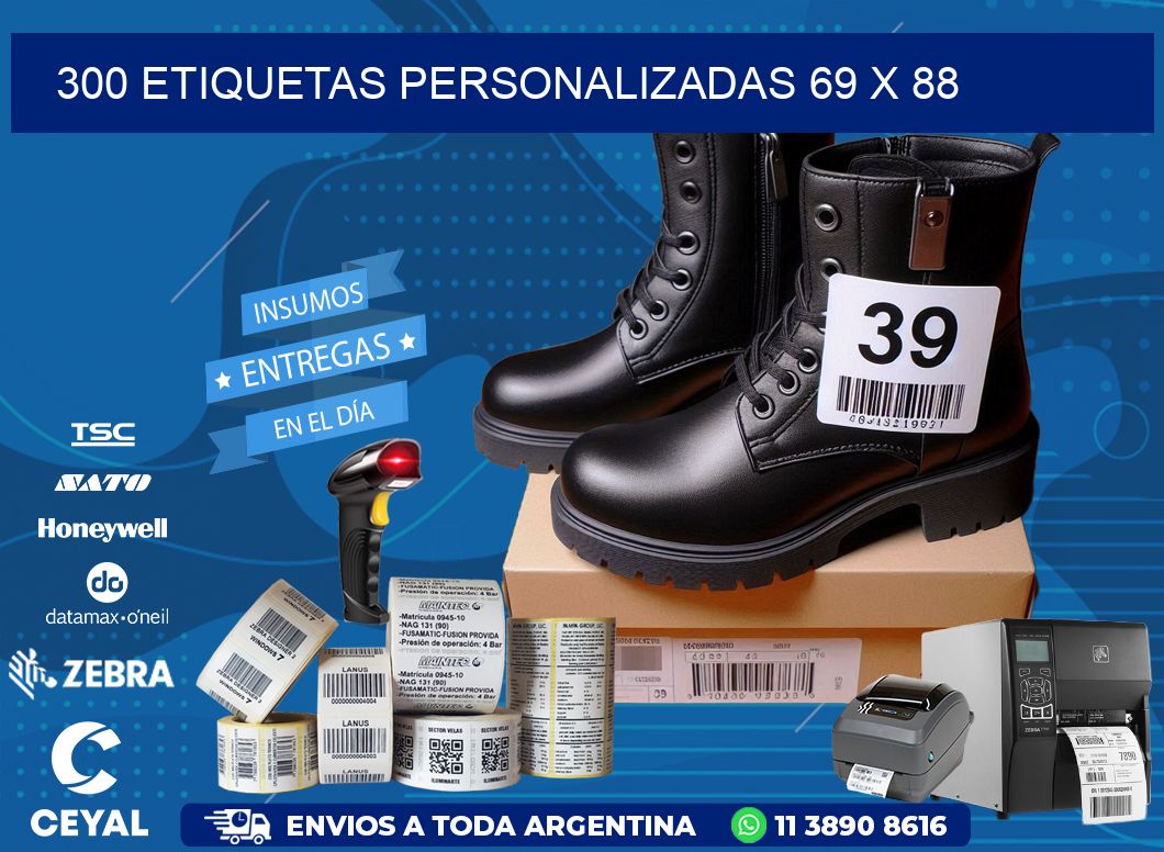 300 ETIQUETAS PERSONALIZADAS 69 x 88