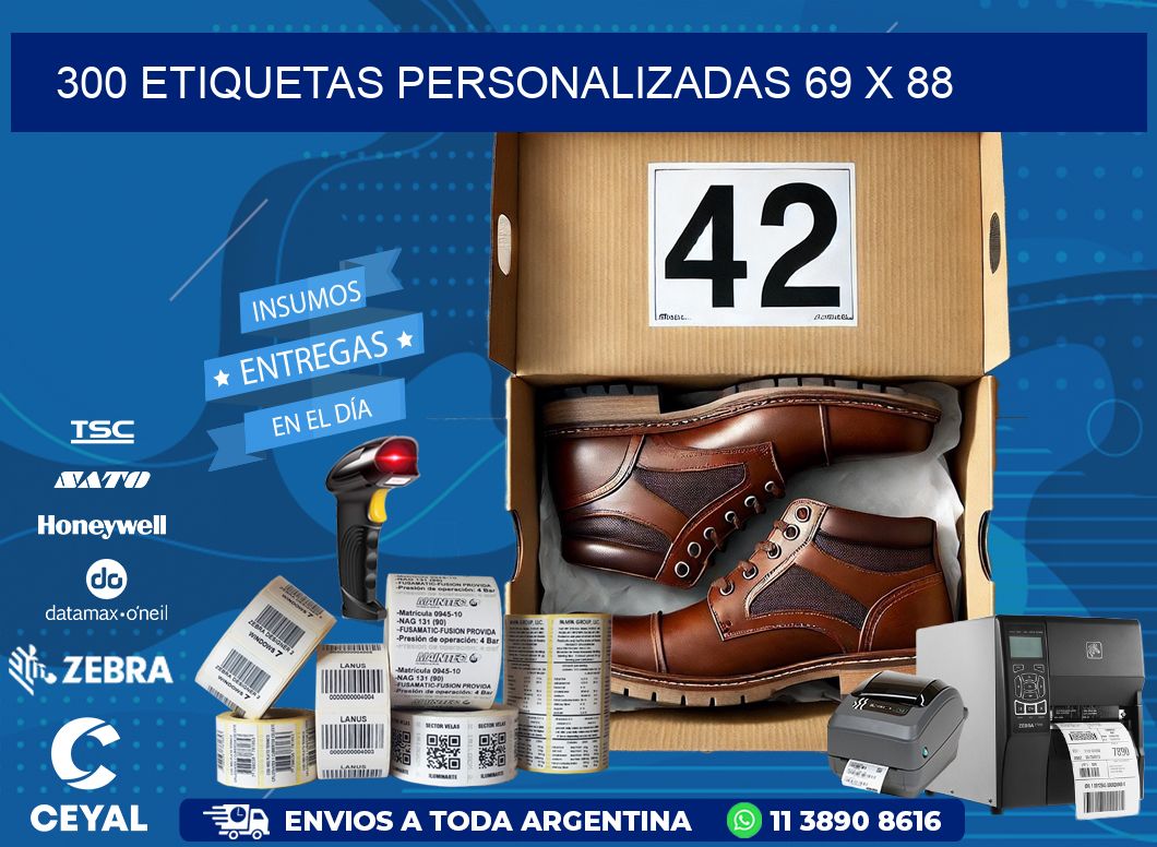300 ETIQUETAS PERSONALIZADAS 69 x 88