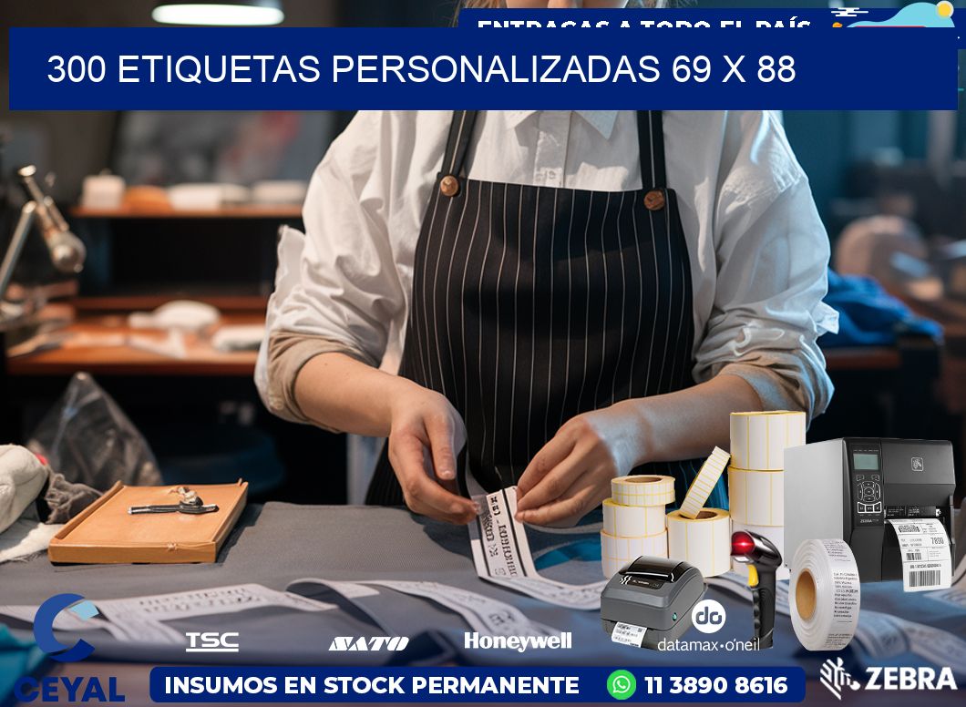 300 ETIQUETAS PERSONALIZADAS 69 x 88