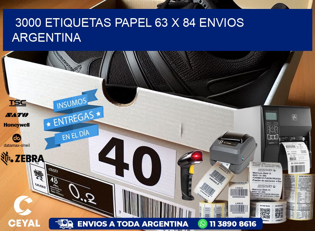 3000 ETIQUETAS PAPEL 63 x 84 ENVIOS ARGENTINA