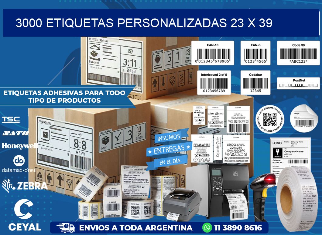 3000 ETIQUETAS PERSONALIZADAS 23 x 39
