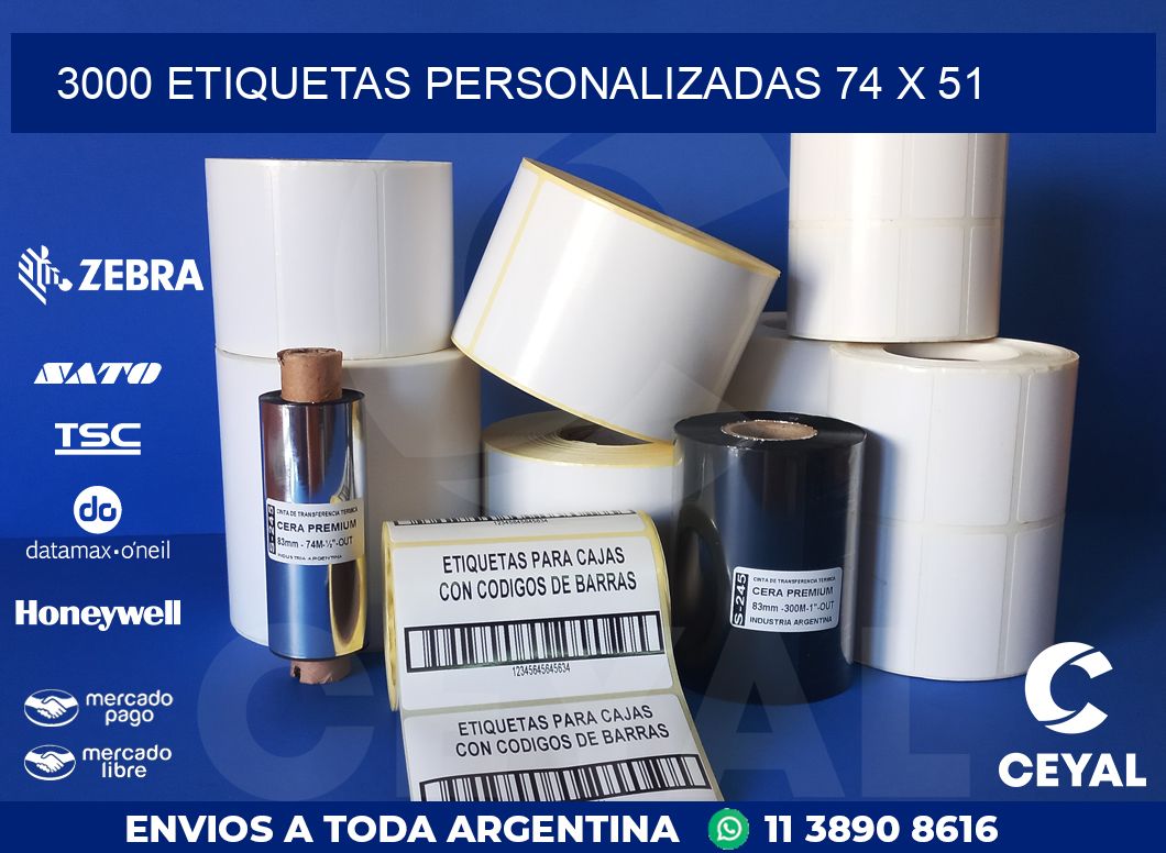 3000 ETIQUETAS PERSONALIZADAS 74 x 51