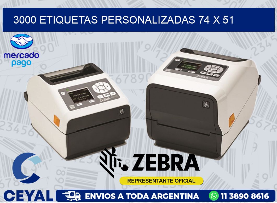 3000 ETIQUETAS PERSONALIZADAS 74 x 51