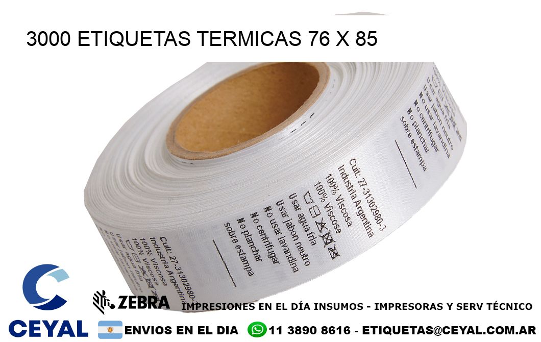 3000 ETIQUETAS TERMICAS 76 x 85