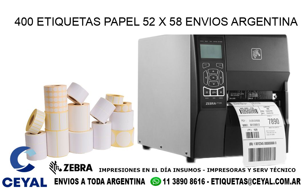 400 ETIQUETAS PAPEL 52 x 58 ENVIOS ARGENTINA