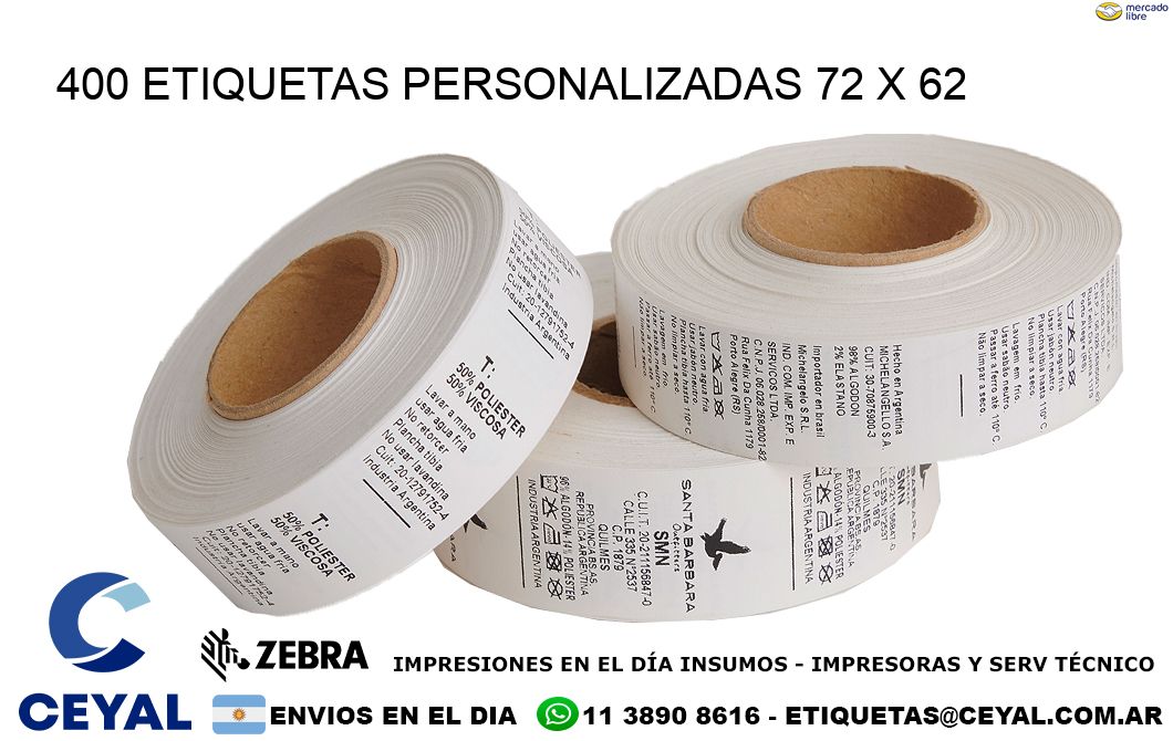 400 ETIQUETAS PERSONALIZADAS 72 x 62