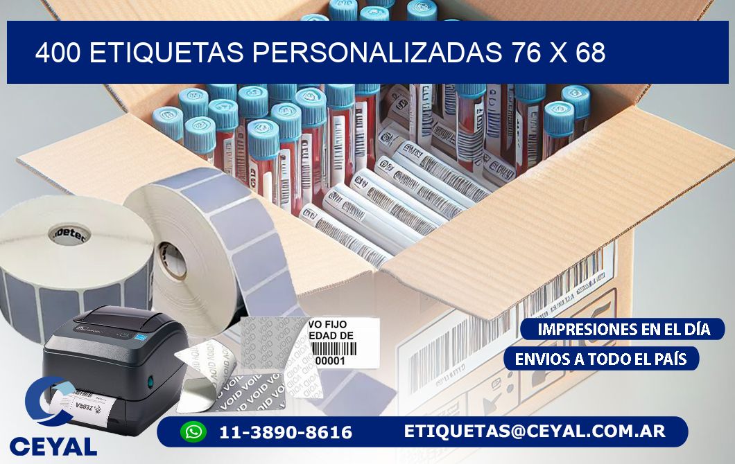 400 ETIQUETAS PERSONALIZADAS 76 x 68
