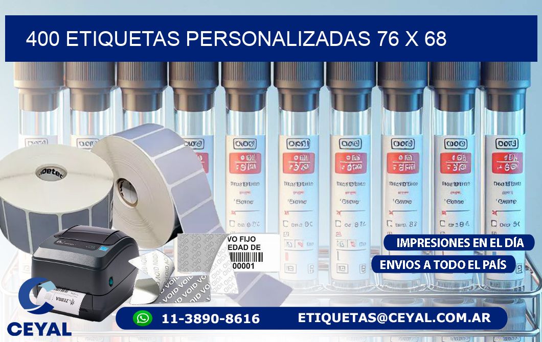 400 ETIQUETAS PERSONALIZADAS 76 x 68