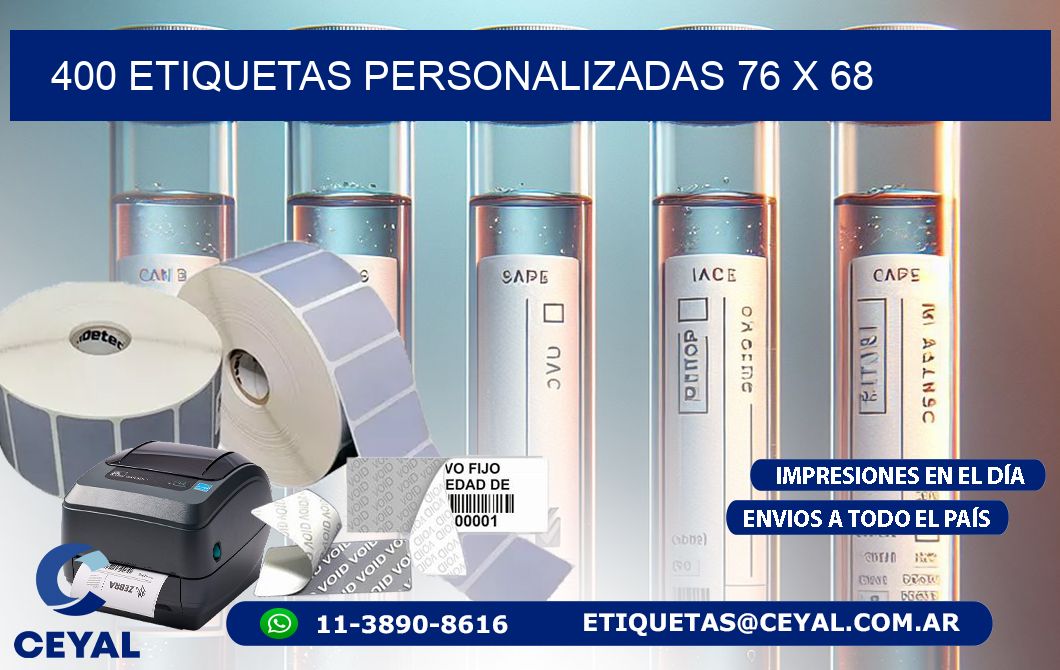 400 ETIQUETAS PERSONALIZADAS 76 x 68