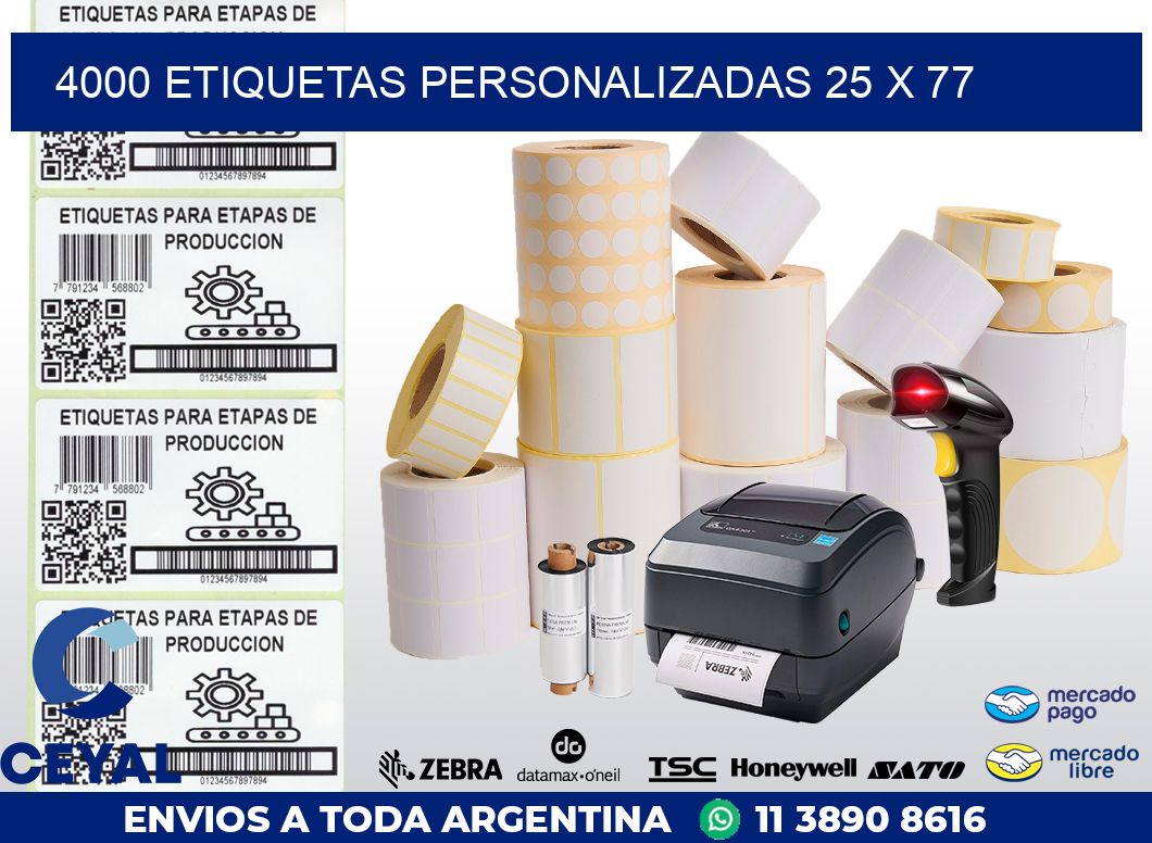4000 ETIQUETAS PERSONALIZADAS 25 x 77