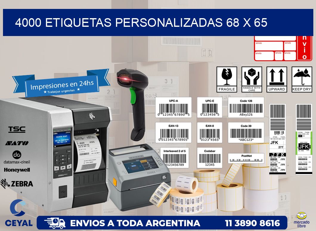 4000 ETIQUETAS PERSONALIZADAS 68 x 65