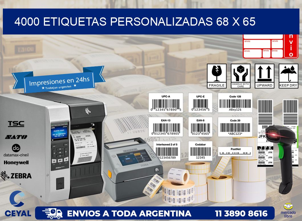 4000 ETIQUETAS PERSONALIZADAS 68 x 65