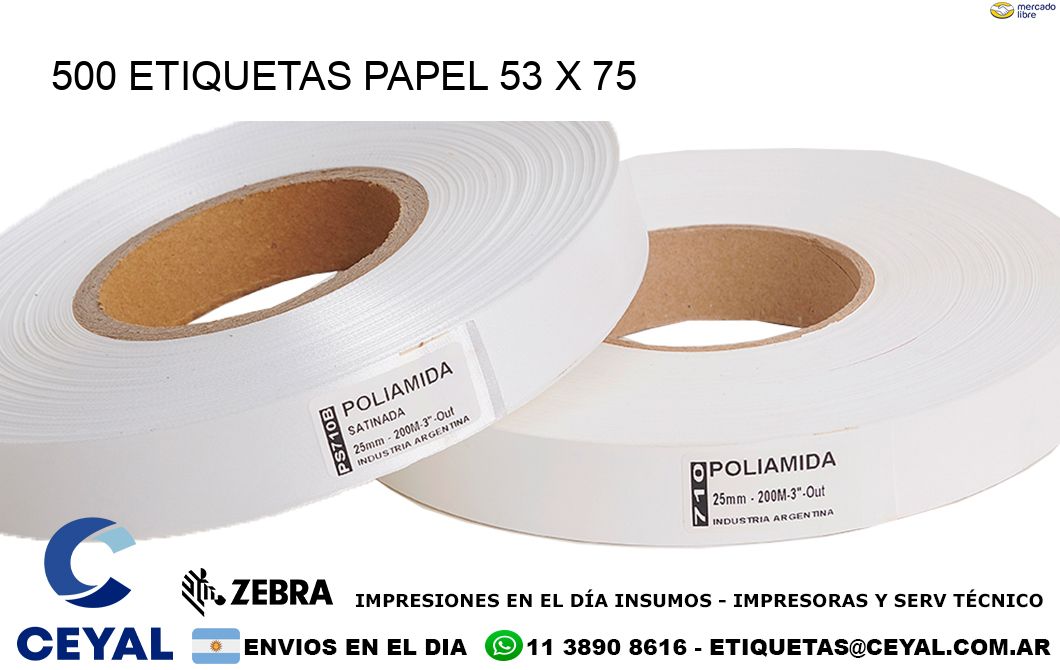 500 ETIQUETAS PAPEL 53 x 75