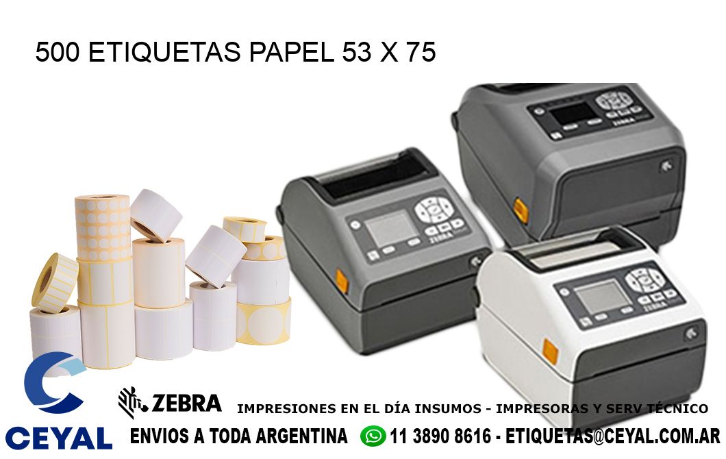 500 ETIQUETAS PAPEL 53 x 75