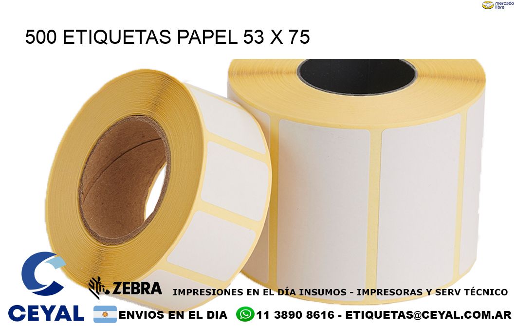 500 ETIQUETAS PAPEL 53 x 75