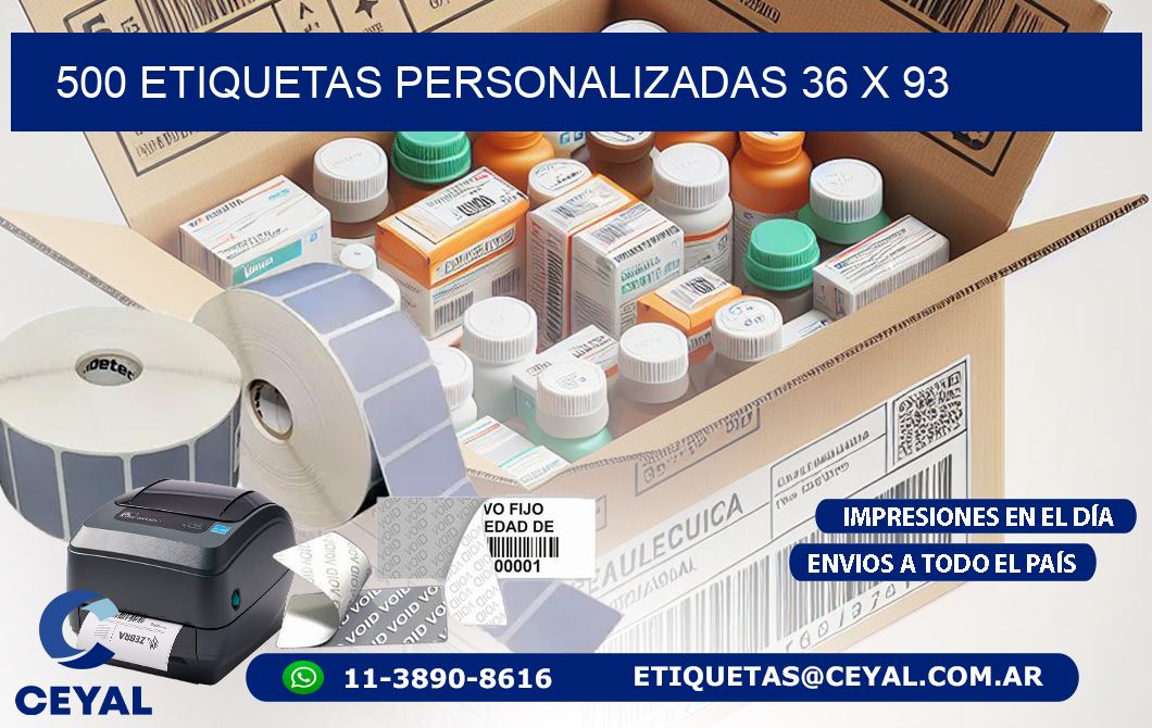 500 ETIQUETAS PERSONALIZADAS 36 x 93