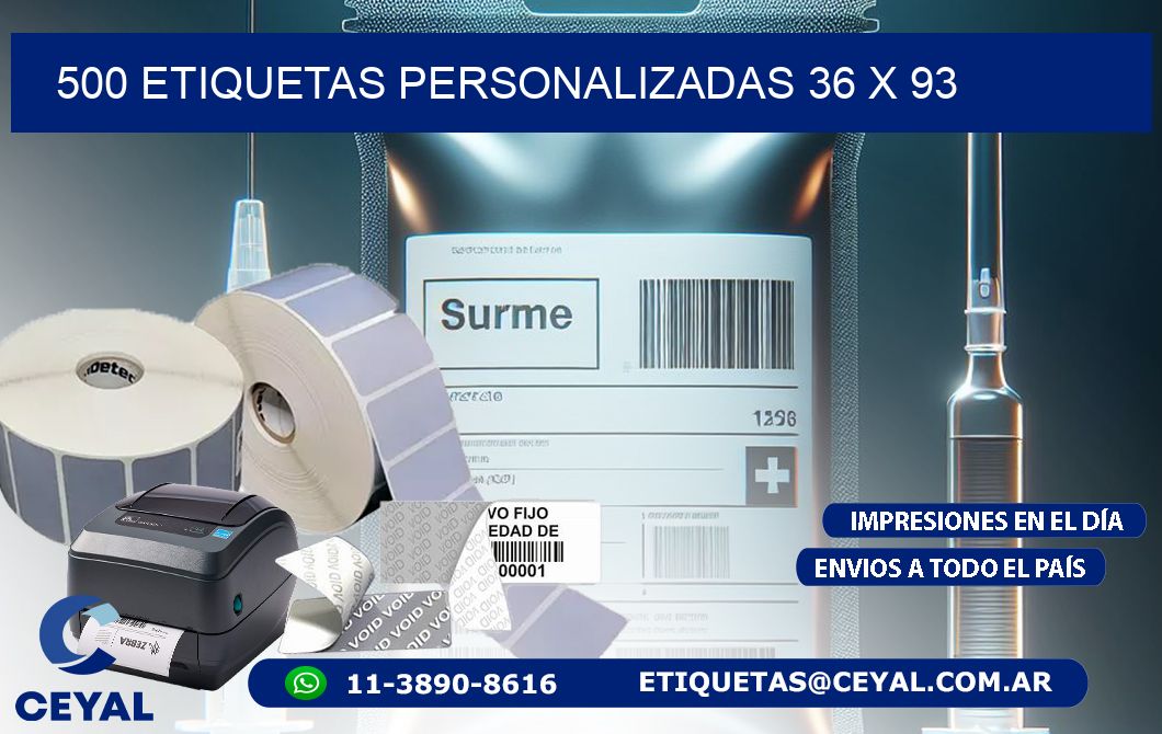 500 ETIQUETAS PERSONALIZADAS 36 x 93