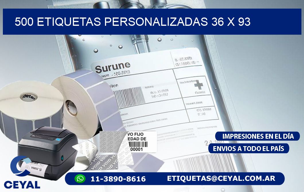 500 ETIQUETAS PERSONALIZADAS 36 x 93