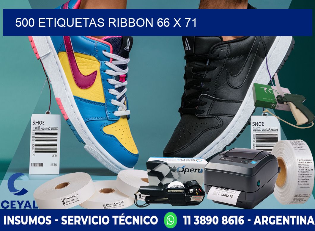 500 ETIQUETAS RIBBON 66 x 71