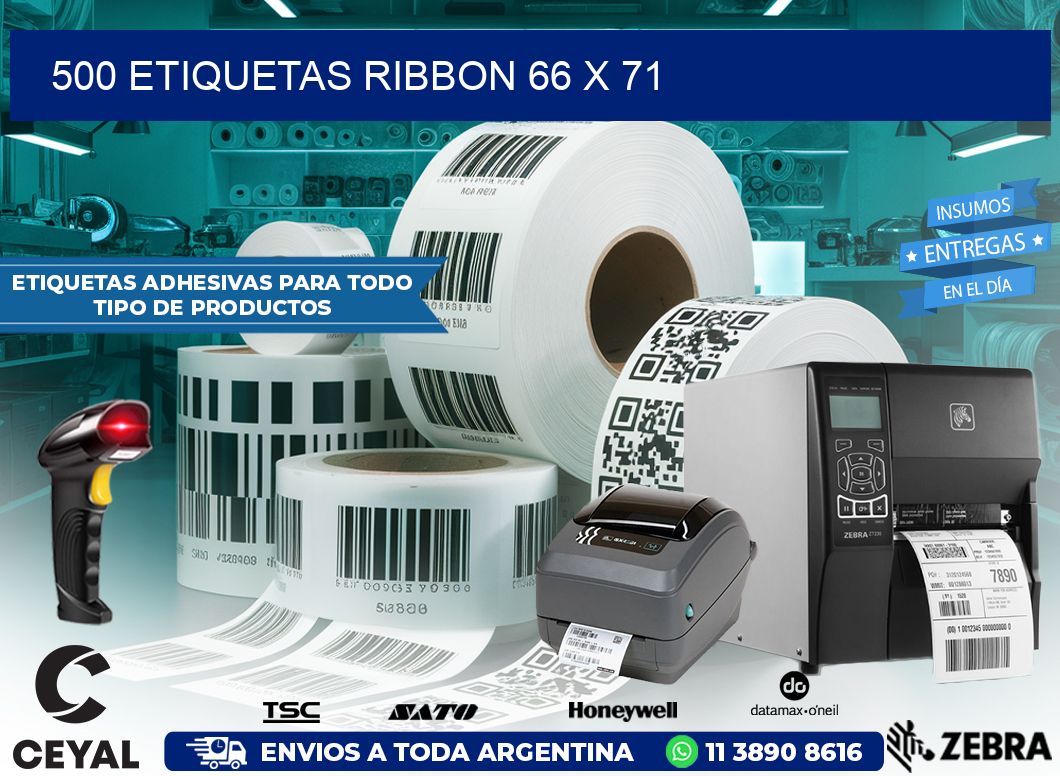 500 ETIQUETAS RIBBON 66 x 71