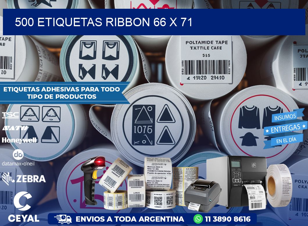 500 ETIQUETAS RIBBON 66 x 71
