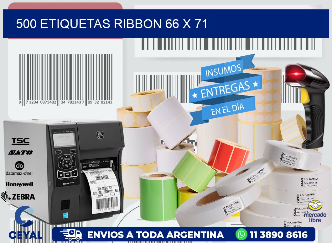 500 ETIQUETAS RIBBON 66 x 71