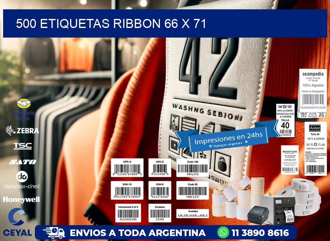 500 ETIQUETAS RIBBON 66 x 71