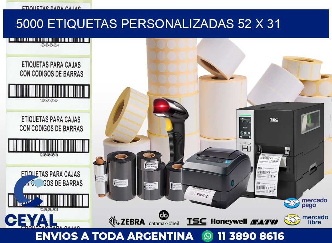 5000 ETIQUETAS PERSONALIZADAS 52 x 31