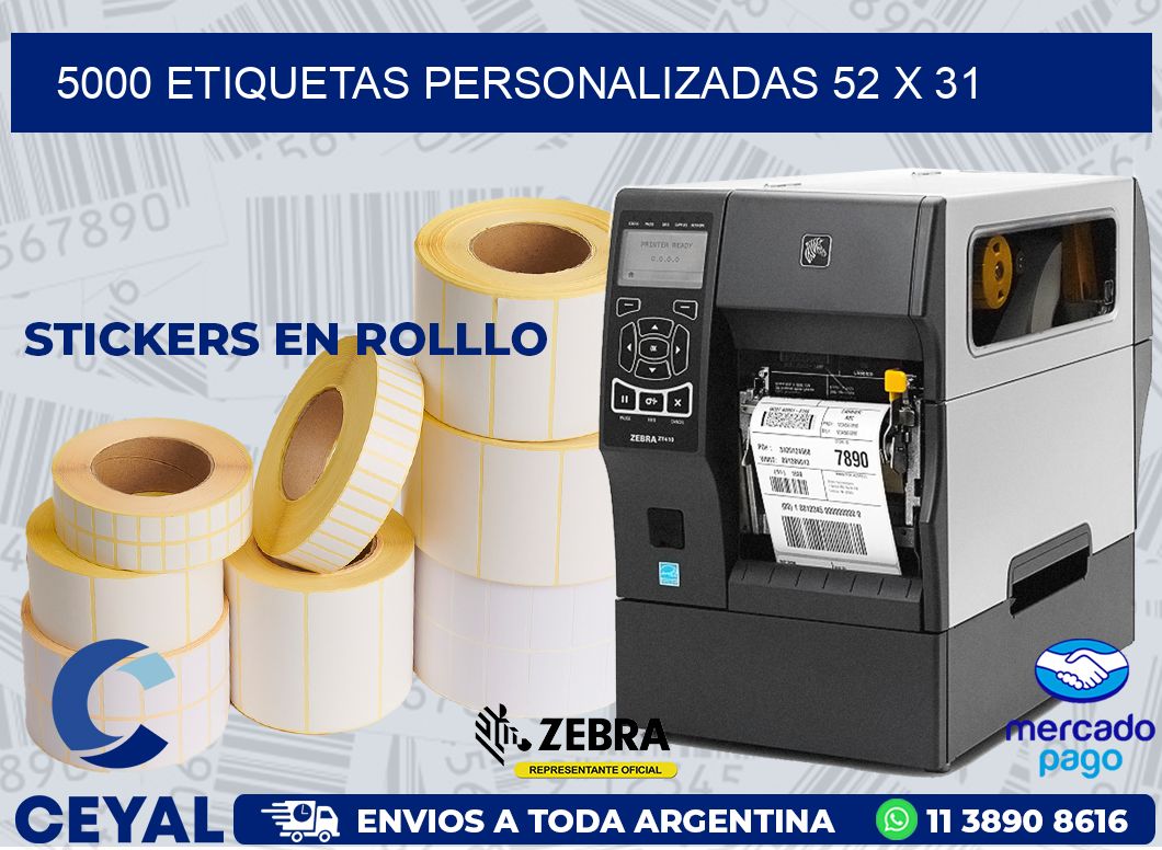 5000 ETIQUETAS PERSONALIZADAS 52 x 31