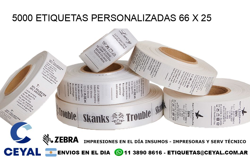 5000 ETIQUETAS PERSONALIZADAS 66 x 25