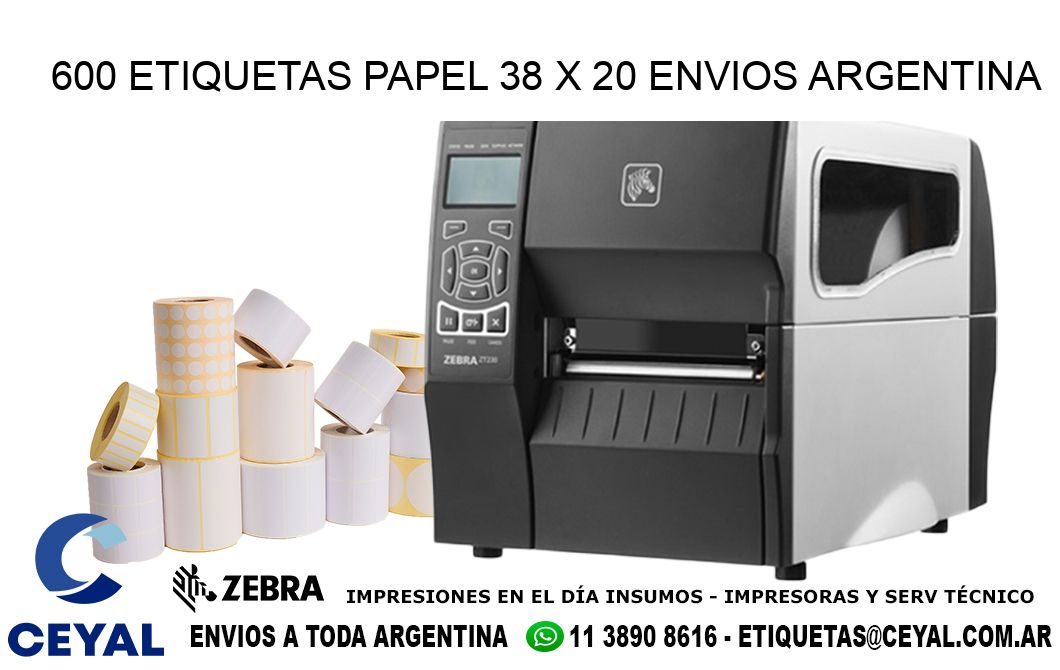 600 ETIQUETAS PAPEL 38 x 20 ENVIOS ARGENTINA