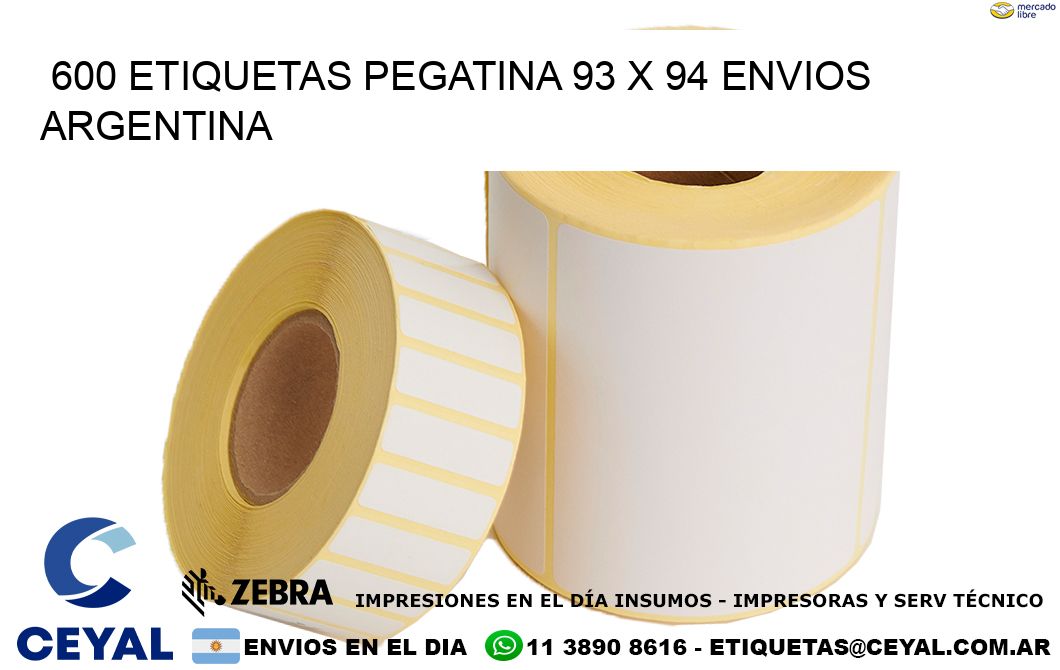 600 ETIQUETAS PEGATINA 93 x 94 ENVIOS ARGENTINA