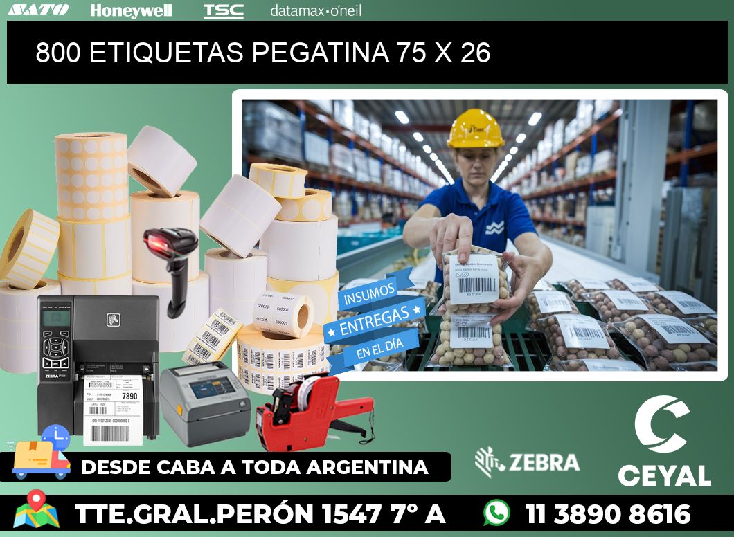 800 ETIQUETAS PEGATINA 75 x 26