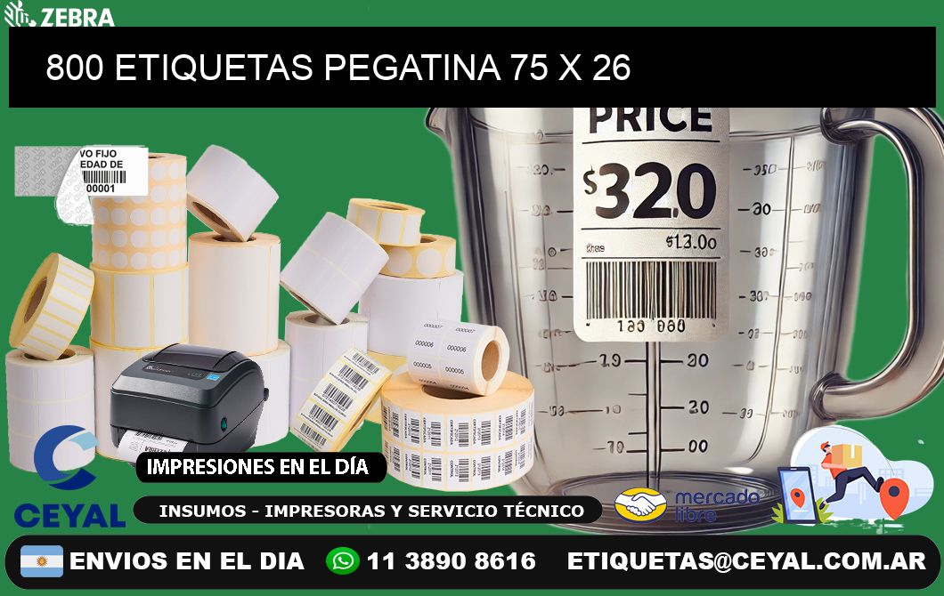 800 ETIQUETAS PEGATINA 75 x 26