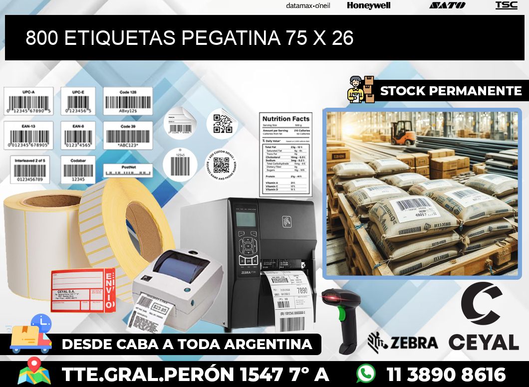 800 ETIQUETAS PEGATINA 75 x 26