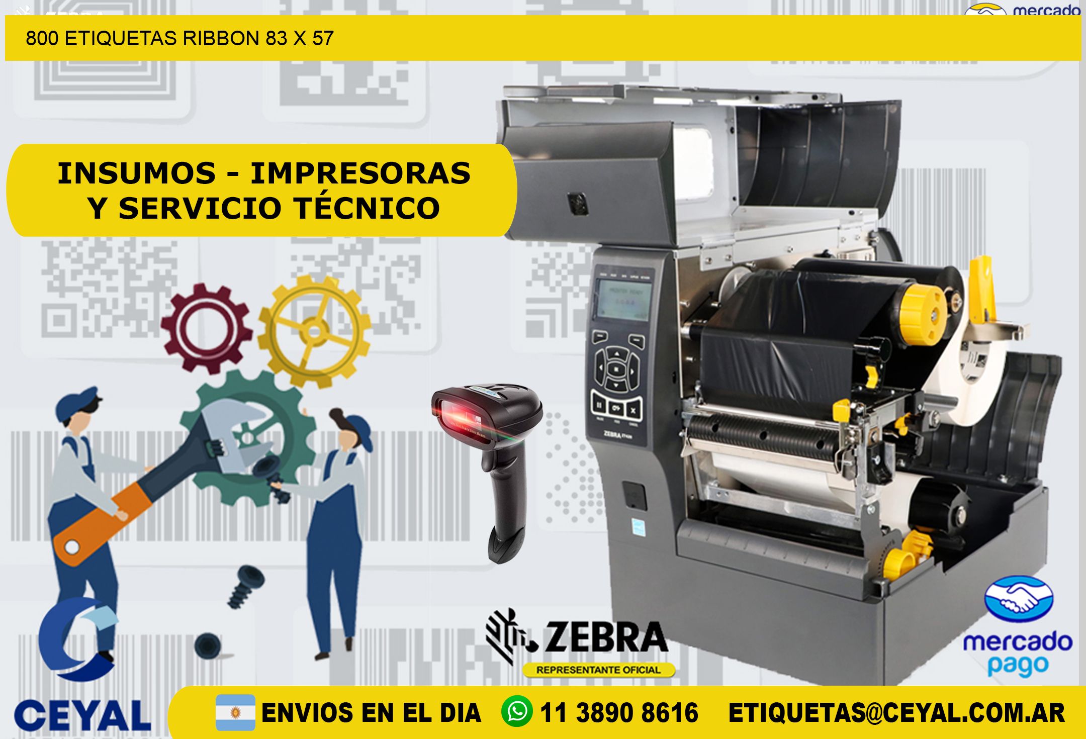 800 ETIQUETAS RIBBON 83 x 57