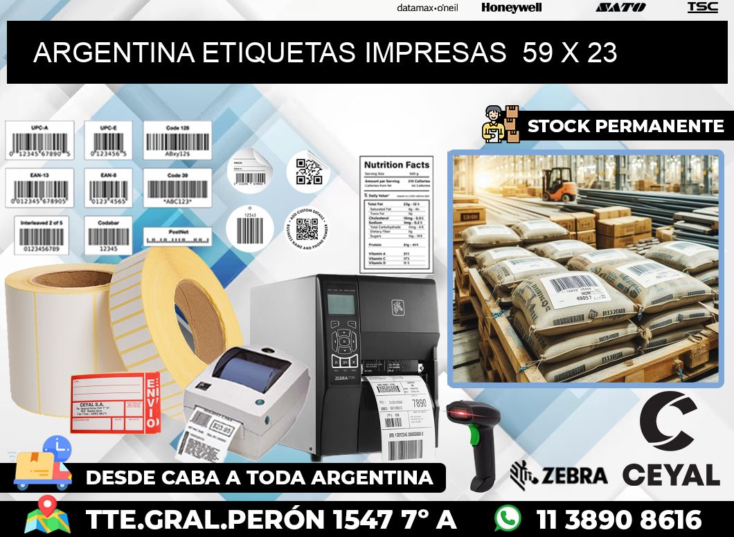 ARGENTINA ETIQUETAS IMPRESAS  59 x 23