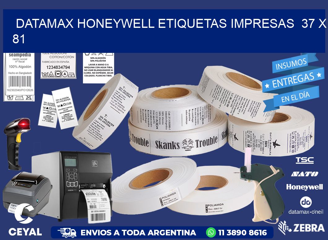 DATAMAX HONEYWELL ETIQUETAS IMPRESAS  37 x 81