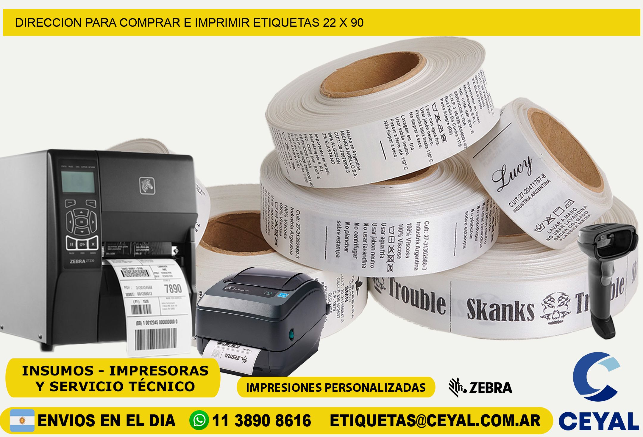DIRECCION PARA COMPRAR E IMPRIMIR ETIQUETAS 22 x 90