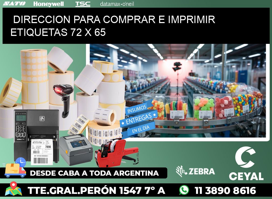 DIRECCION PARA COMPRAR E IMPRIMIR ETIQUETAS 72 x 65