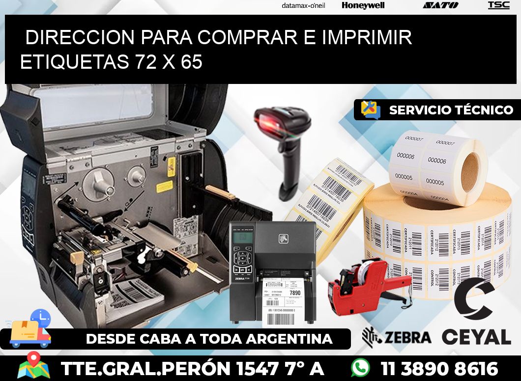 DIRECCION PARA COMPRAR E IMPRIMIR ETIQUETAS 72 x 65