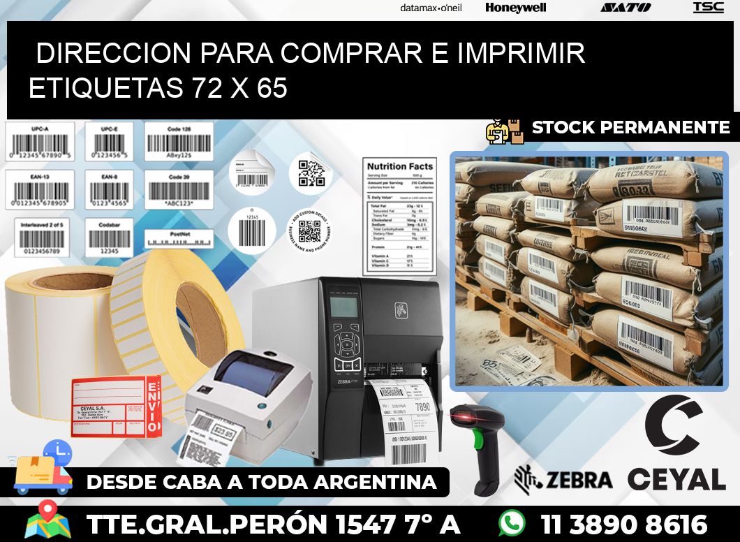 DIRECCION PARA COMPRAR E IMPRIMIR ETIQUETAS 72 x 65