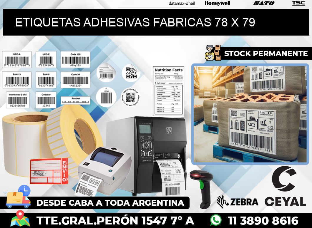 ETIQUETAS ADHESIVAS FABRICAS 78 x 79