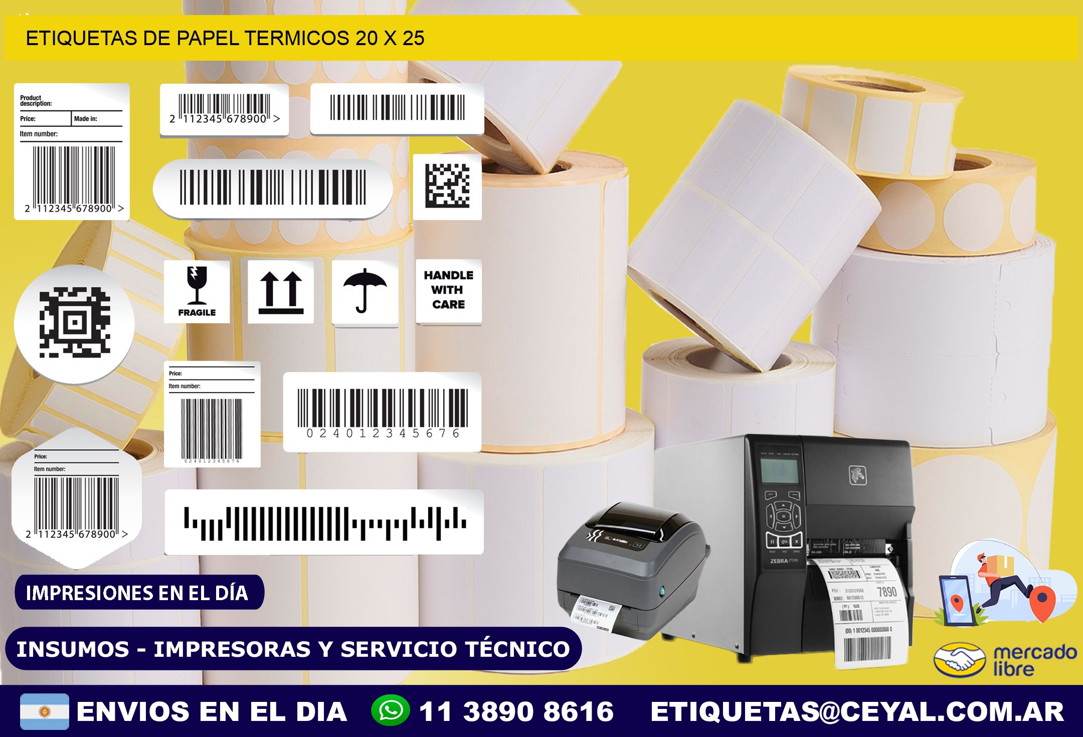 ETIQUETAS DE PAPEL TERMICOS 20 x 25