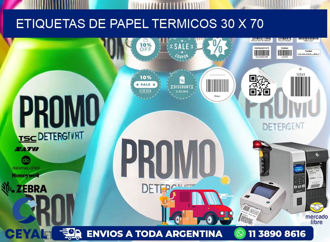 ETIQUETAS DE PAPEL TERMICOS 30 x 70
