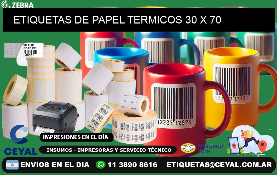 ETIQUETAS DE PAPEL TERMICOS 30 x 70