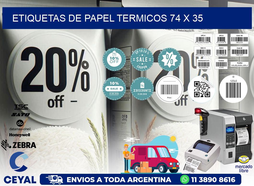 ETIQUETAS DE PAPEL TERMICOS 74 x 35