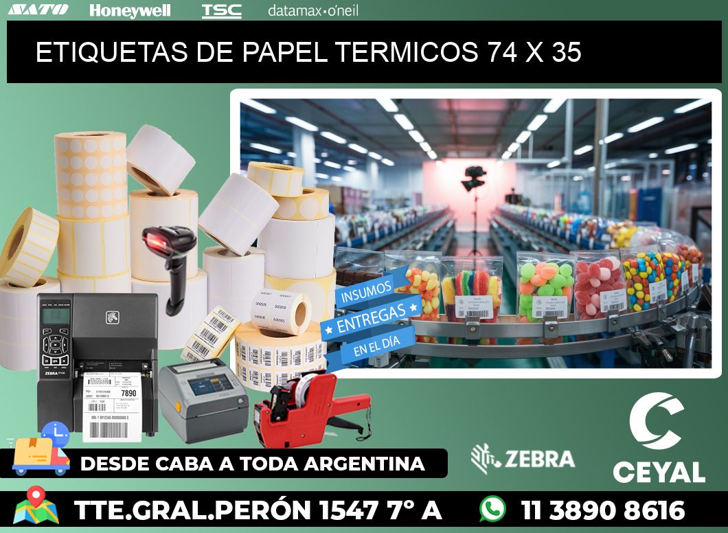 ETIQUETAS DE PAPEL TERMICOS 74 x 35
